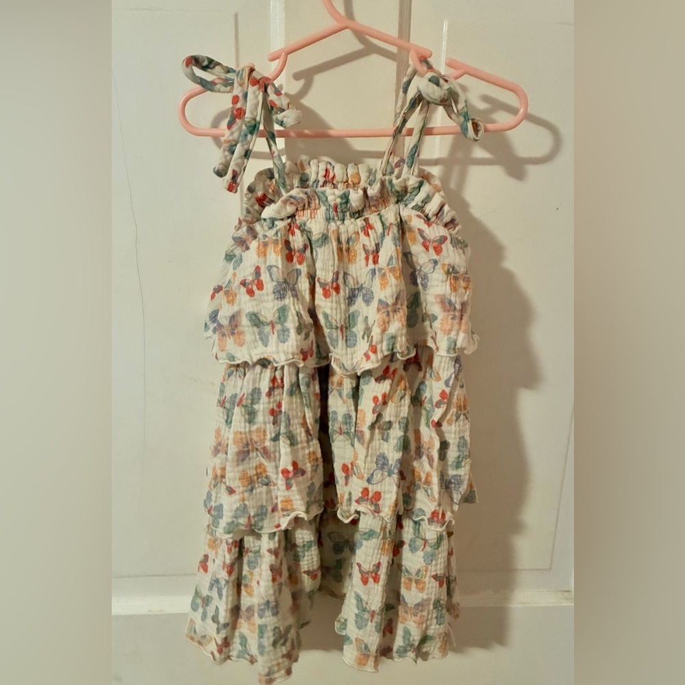 Butterfly tiered ruffle dress